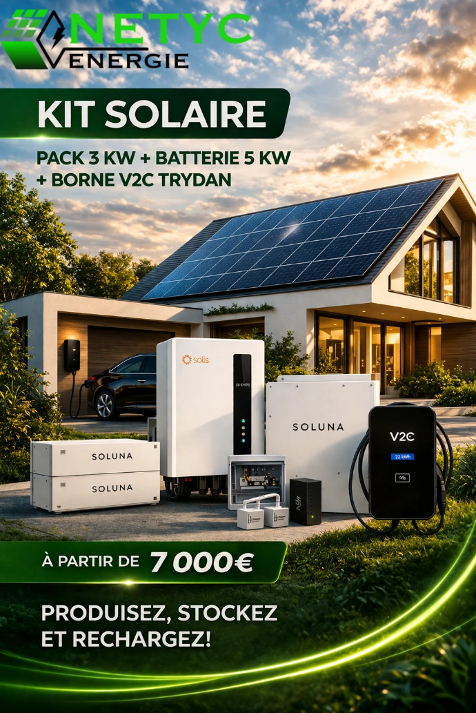 pack solaire photovoltaïque 3kw avec batterie et borne recharge maison