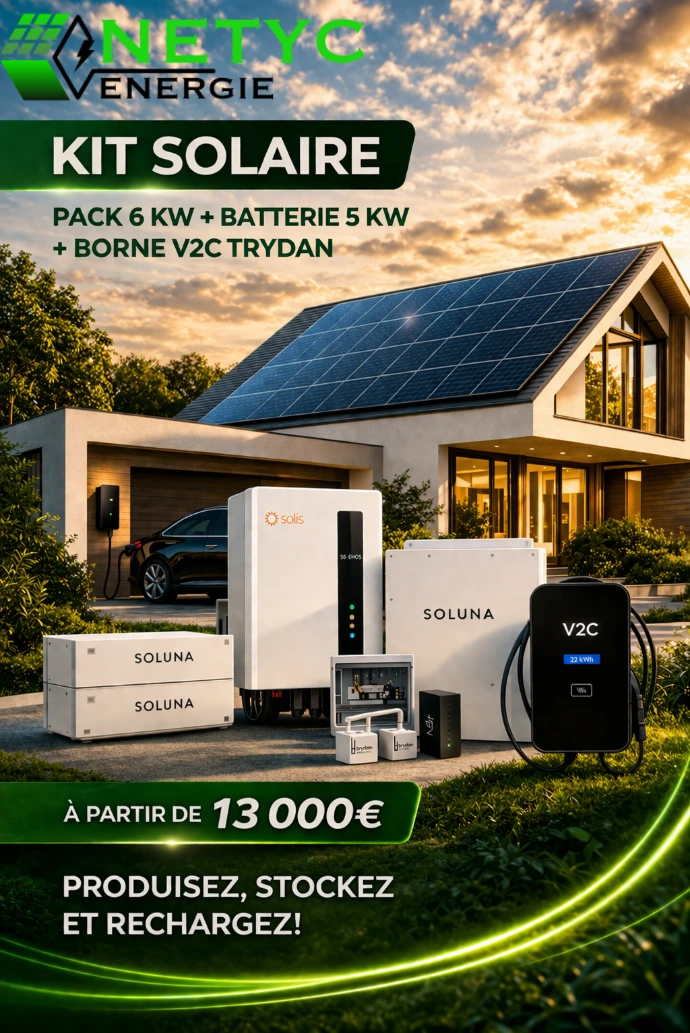 pack solaire photovoltaïque 6kw avec batterie et borne recharge maison